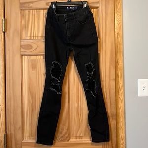 Worn, Hollister High-Rise Super Skinny Jeans, Size 5R, W27 L28, Black
